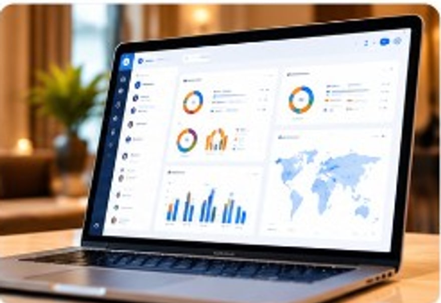 Hospitality analytics dashboard on a laptop