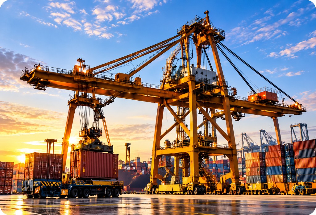 Gantry cranes at a container terminal