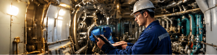 Operator reviewing terminal data on a tablet