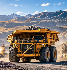 Loaded haul truck on a mine haul road