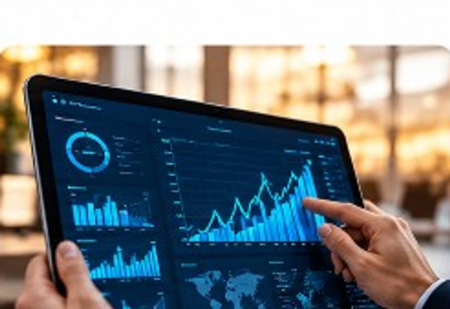 Revenue analytics dashboard on a tablet